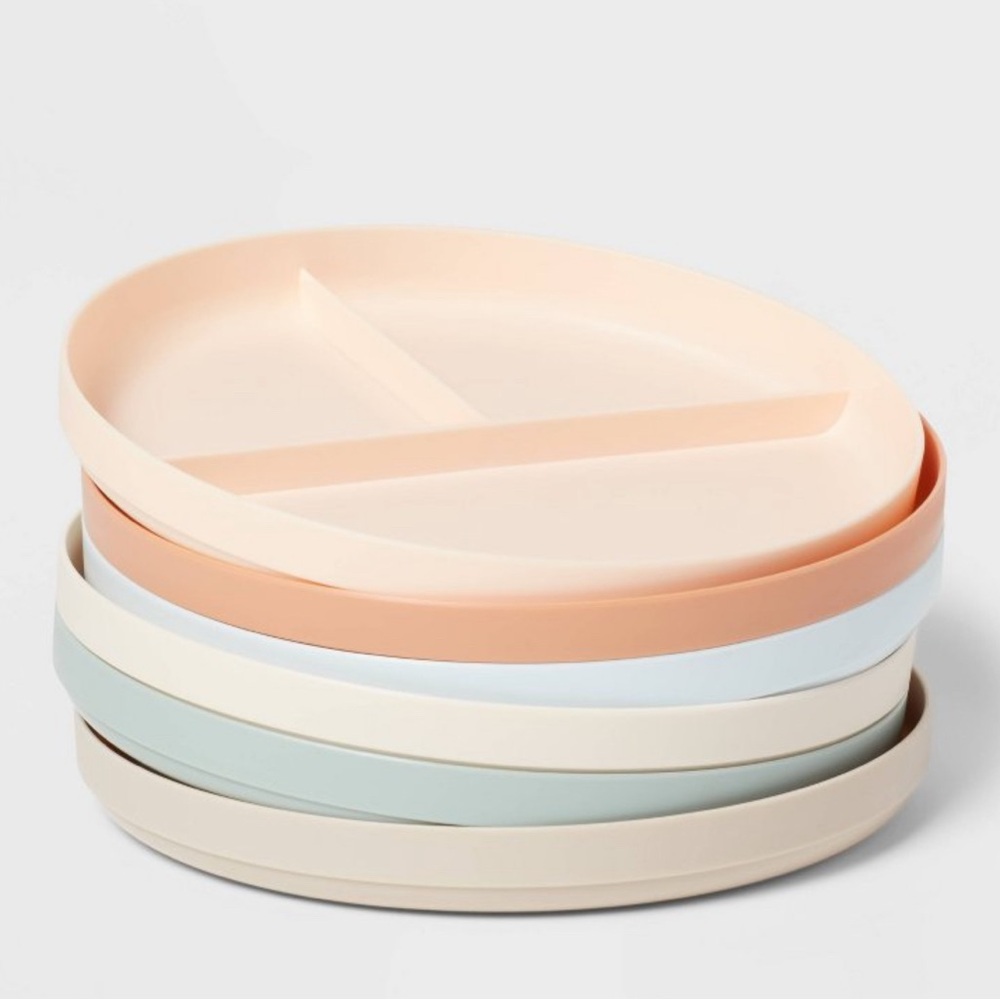 Pillowfort Divided Plate Set - Peach, Cream, and Mint